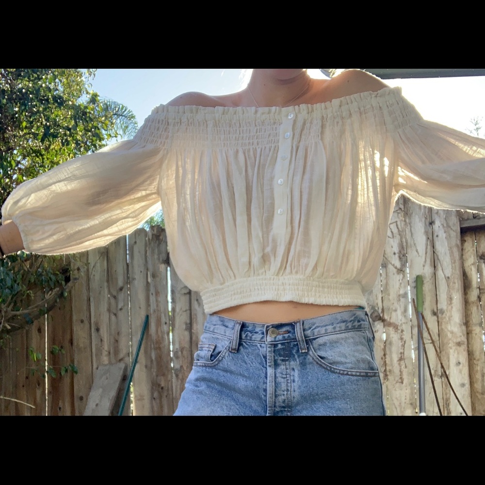 Free People Ivory Off The Shoulder Top